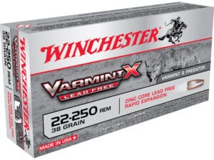 500 Rounds of Winchester Varmint X Ammunition 22-250 Remington 38 Grain Hollow Point Lead-Free For Sale