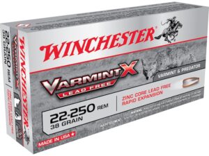 Winchester Varmint X Ammunition 22-250 Remington 38 Grain Hollow Point Lead-Free For Sale