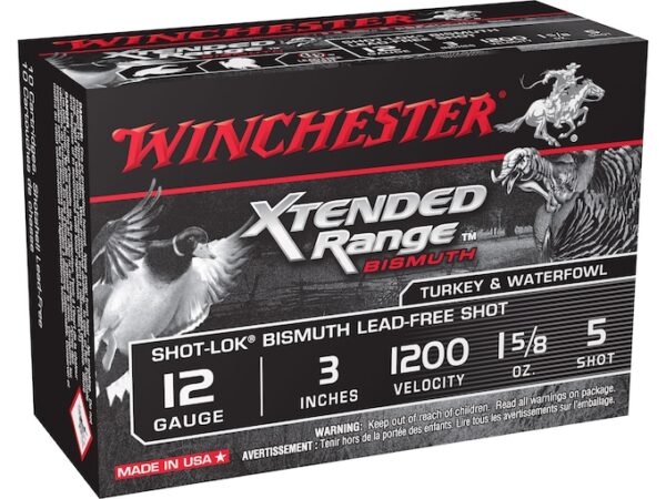 Winchester Xtended Range Bismuth Ammunition 12 Gauge 3" 1-5/8" #5 Non-Toxic Shot Box of 10 For Sale