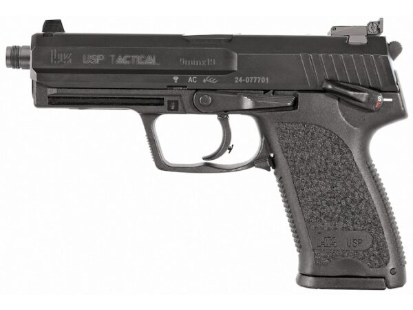 HK USP9 Tactical V1 Semi-Automatic Pistol 9mm Luger 4.86" Barrel 15-Round Night Sights Safety Black For Sale