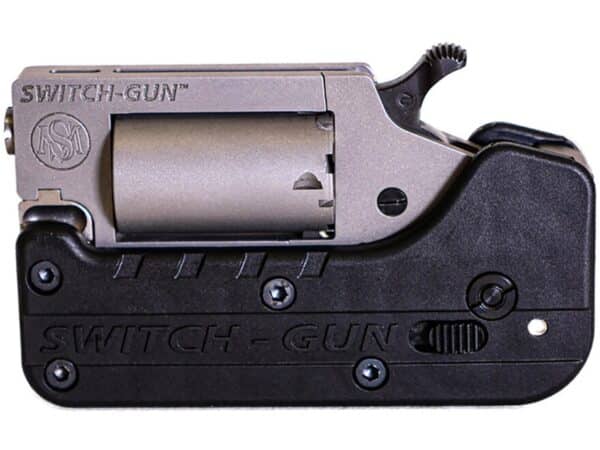 Standard Manufacturing Switch-Gun Folding Revolver 22 Winchester Magnum Rimfire (WMR) 0.88″ Barrel 5-Round Silver Black For Sale