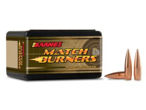 Barnes Match Burner Bullets 22 Caliber (224 Diameter) 69 Grain Open Tip Match Boat Tail Box of 100 For Sale