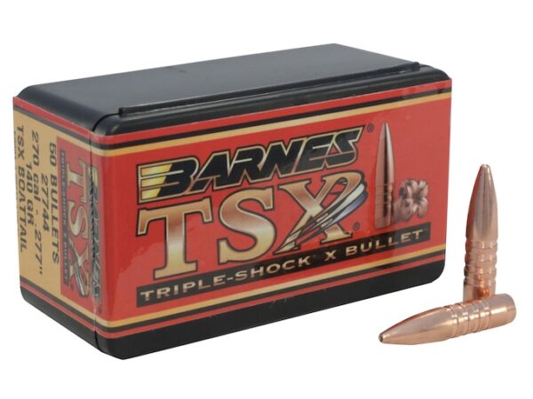 Barnes Triple-Shock X (TSX) Bullets 270 Caliber (277 Diameter) 140 Grain Hollow Point Boat Tail Lead-Free Box of 50 For Sale