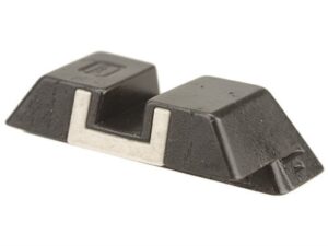 Glock Factory Square Rear Sight 6.1mm .240" Height Steel Black White Outline For Sale