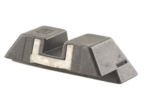 Glock Factory Square Rear Sight 6.5mm .256" Height Steel Black White Outline For Sale