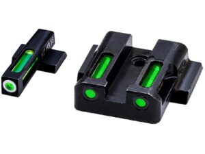 HIVIZ LiteWave H3 Night Sight Set S&W M&P Shield 3-Dot Tritium Green Litepipe with White Front Ring For Sale