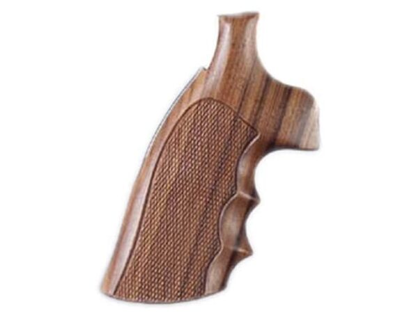 Hogue Fancy Hardwood Conversion Grips with Finger Grooves S&W N-Frame Round to Square Butt Checkered For Sale