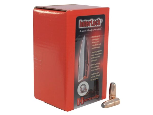 Hornady InterLock Bullets 32 Caliber (321 Diameter) 170 Grain Flat Nose Box of 100 For Sale