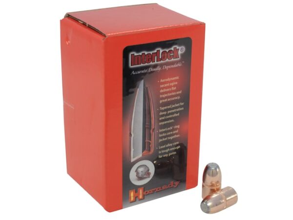 Hornady InterLock Bullets 45 Caliber (458 Diameter) 350 Grain Flat Nose Box of 50 For Sale