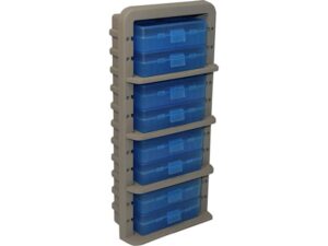 MTM Ammo Rack with 8-50 Round 9mm Luger/380 ACP Ammo Boxes Dark Earth/Clear Blue For Sale