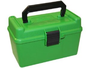 MTM Deluxe Flip-Top Ammo Box with Handle 17 Remington to 222 Remington Magnum 50-Round Plastic For Sale