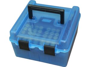 MTM Deluxe Flip-Top Ammo Box with Handle 22-250 Remington to 375 H&H Magnum 100-Round Plastic For Sale