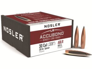 Nosler AccuBond Long Range Bullets 30 Caliber (308 Diameter) 210 Grain Bonded Spitzer Boat Tail Box of 100 For Sale