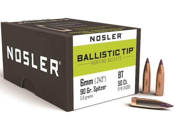 Nosler Ballistic Tip Hunting Bullets Spitzer Boat Tail Box of 50 For Sale
