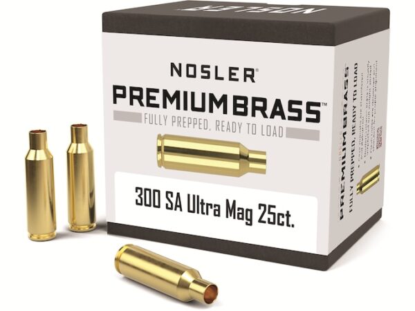Nosler Custom Brass 300 Remington Short Action Ultra Magnum Box of 25 For Sale