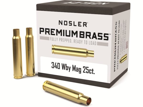 Nosler Custom Brass 340 Weatherby Magnum Box of 25 For Sale
