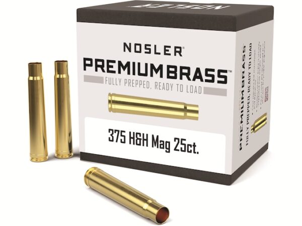 Nosler Custom Brass 375 H&H Magnum Box of 25 For Sale
