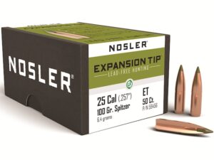 Nosler E-Tip Bullets 25 Caliber (257 Diameter) 100 Grain Spitzer Boat Tail Lead-Free Box of 50 For Sale
