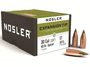 Nosler E-Tip Bullets 30 Caliber (308 Diameter) 110 Grain Spitzer Boat Tail Lead-Free Box of 50 For Sale