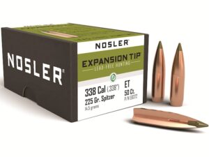 Nosler E-Tip Bullets 338 Caliber (338 Diameter) 225 Grain Spitzer Boat Tail Lead-Free Box of 50 For Sale