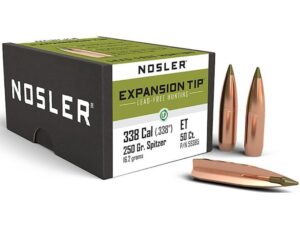 Nosler E-Tip Bullets 338 Caliber (338 Diameter) 250 Grain Spitzer Boat Tail Lead-Free Box of 50 For Sale