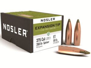 Nosler E-Tip Bullets 375 Caliber (375 Diameter) 260 Grain Spitzer Boat Tail Lead-Free Box of 50 For Sale