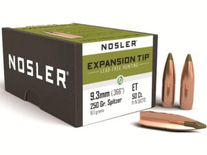 Nosler E-Tip Bullets 9.3mm (366 Diameter) 250 Grain Spitzer Boat Tail Lead-Free Box of 50 For Sale
