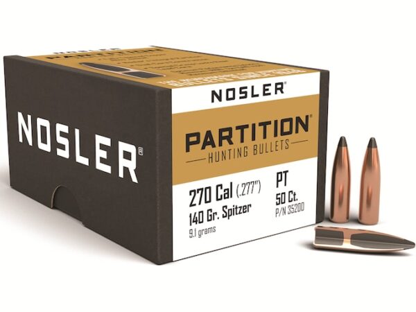 Nosler Partition Bullets 270 Caliber (277 Diameter) 140 Grain Spitzer Box of 50 For Sale