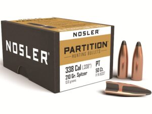 Nosler Partition Bullets 338 Caliber (338 Diameter) 210 Grain Spitzer Box of 50 For Sale