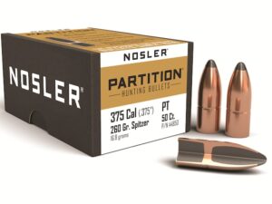 Nosler Partition Bullets 375 Caliber (375 Diameter) 260 Grain Spitzer Box of 50 For Sale