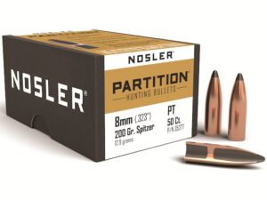 Nosler Partition Bullets 8mm (323 Diameter) 200 Grain Spitzer Box of 50 For Sale