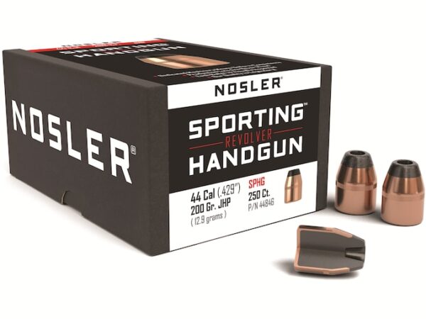 Nosler Sporting Handgun Bullets 44 Caliber (429 Diameter) 200 Grain Jacketed Hollow Point Box of 250 For Sale