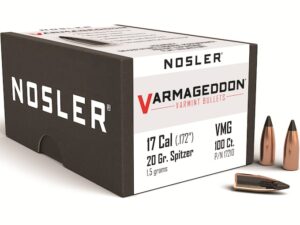 Nosler Varmageddon Bullets 17 Caliber (172 Diameter) 20 Grain Tipped Flat Base For Sale