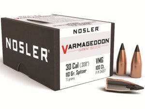 Nosler Varmageddon Bullets 30 Caliber (308 Diameter) 110 Grain Tipped Flat Base Box of 100 For Sale