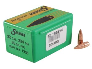 Sierra GameKing Bullets 22 Caliber (224 Diameter) 55 Grain Full Metal Jacket Boat Tail Box of 100 For Sale