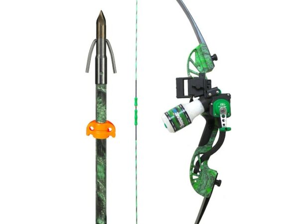 AMS Water Moc Recurve Bowfishing Bow Package 40 lb Right Hand with Retriever Pro Tournament Series Reel For Sale