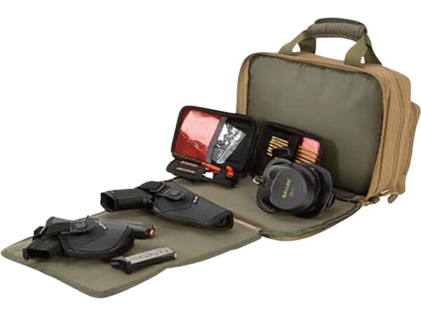 Allen Attache Double Pistol Case with Fold Out Shooting Mat Tan For Sale