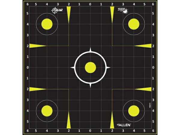 Allen EZ-Aim Non-Adhesive Splash 12″ Sight-In Grid Target Pack of 12 For Sale