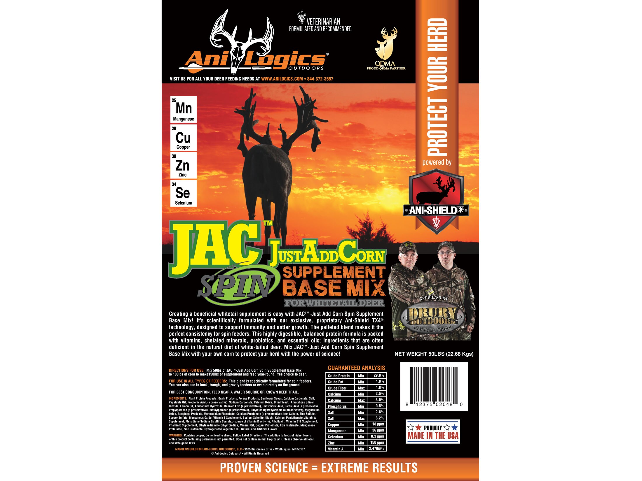 Anilogics JustAddCorn SPIN Base Mix Deer Supplement in 50lb Bags For Sale