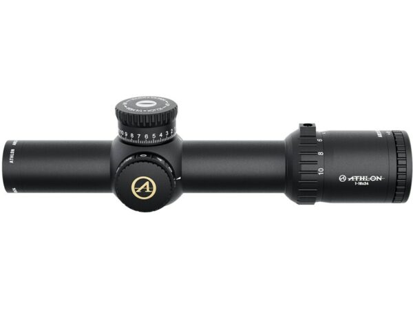 Athlon Optics Ares ETR Rifle Scope 34mm Tube 1-10x 24mm First Focal Zero Stop Side Focus Illuminated ATMR2 MOA Reticle Matte For Sale