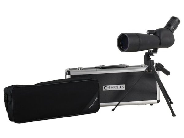 Barska Blackhawk ED Spotting Scope 20-60x 60mm Angled Body with Tripod and Hard Case Rubber Armored Black For Sale