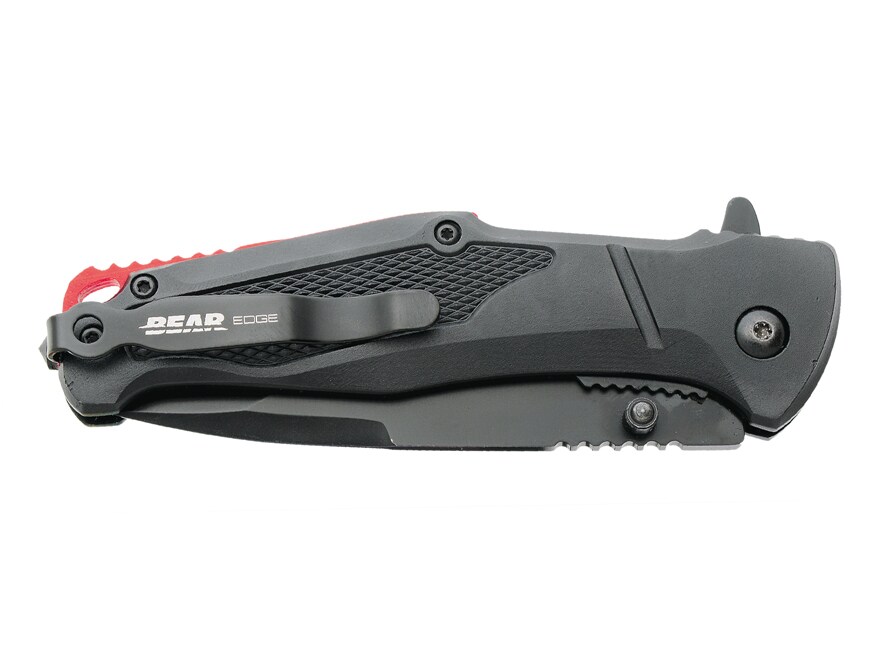 Bear & Son 121 Folding Knife 3.375″ Tanto Point 440HC Black Blade Aluminum Handle Black/Red For Sale