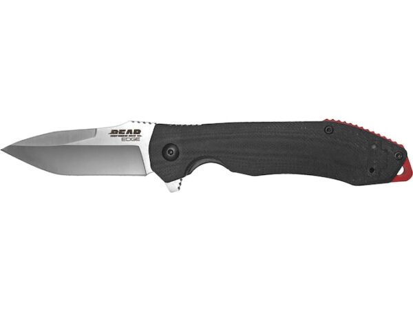 Bear & Son 122 Folding Knife 3.25″ Modified Tanto 440HC Satin Blade G10 Handle Black/Red For Sale