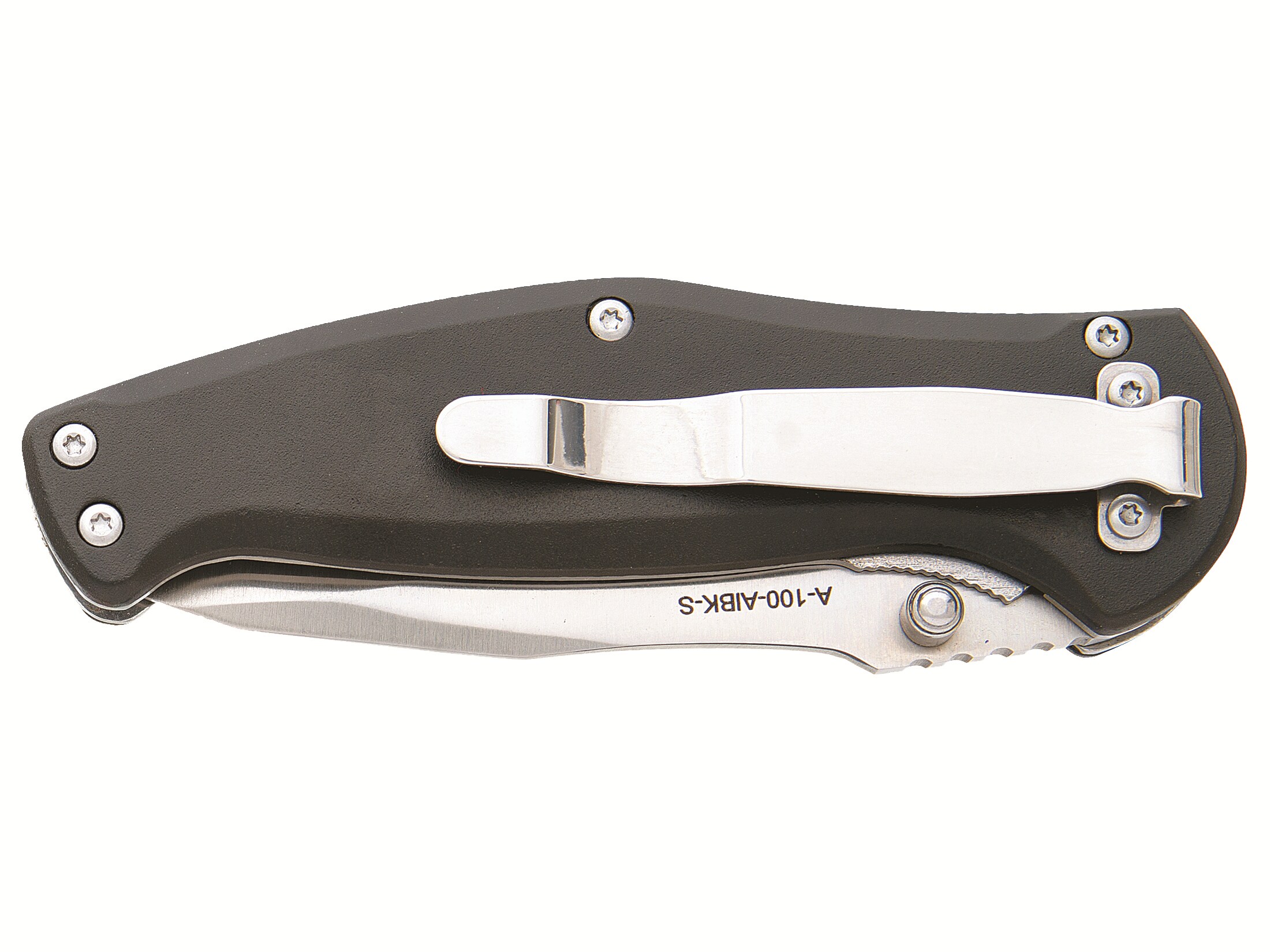 Bear & Son Bear Swipe Folding Knife 2.5″ Modified Drop Point 14C28N Satin Blade Aluminum Handle Black For Sale