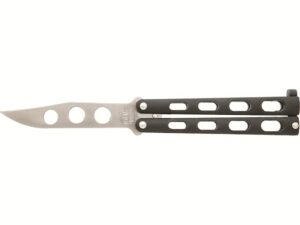 Bear & Son Butterfly Trainer Folding Knife 3″ Blunt Tip 440HC Satin Blade Zinc Handle Black For Sale