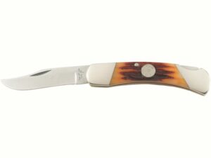 Bear & Son CRSB05 Folding Knife 2.75″ Drop Point 1095 Carbon Satin Blade Bone Handle Red For Sale