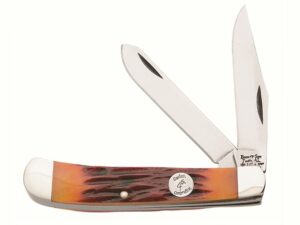 Bear & Son CRSB54 Folding Knife 3.25″ Clip and Spey Point 1095 Carbon Satin Blade Bone Handle Red For Sale