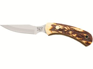 Bear & Son Caper Fixed Blade Knife 2.5″ Caping 440 Stainless Steel Satin Blade Delrin Handle Stag For Sale