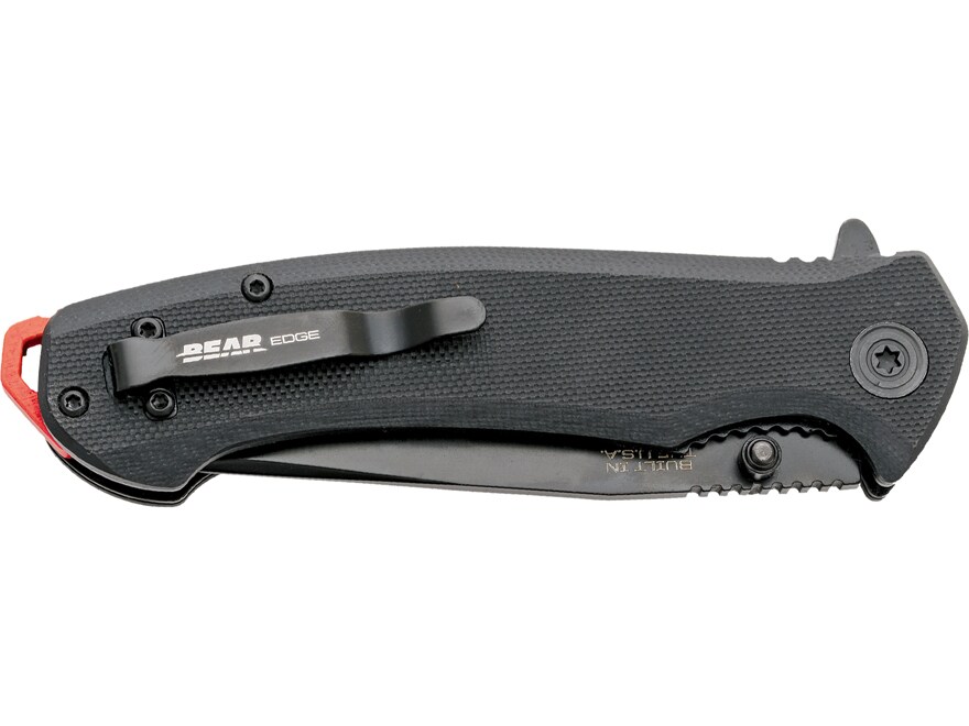 Bear & Son Sideliner 112 Folding Knife 3.5″ Drop Point 440HC Black Blade G10 Handle Green For Sale