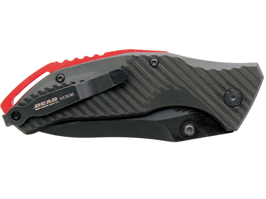 Bear & Son Sideliner Folding Knife 3.5″ Drop Point 440HC Black Blade Aluminum Handle Black/Red For Sale